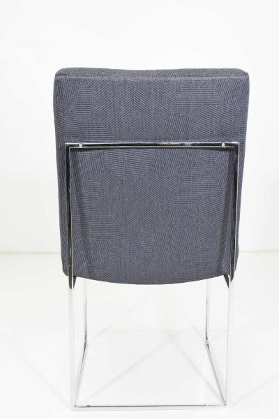 Milo Baughman Milo Baughman Chrome Dining Chair in Holly Hunt Blue Alpaca by Pairs up to 8
