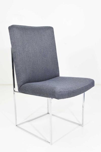 Milo Baughman Milo Baughman Chrome Dining Chair in Holly Hunt Blue Alpaca by Pairs up to 8