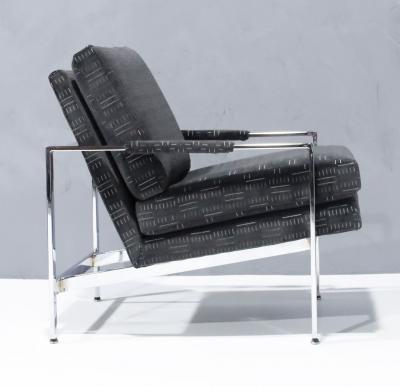 Milo Baughman Milo Baughman Chrome Frame Lounge Chairs in Deep Charcoal Velvet