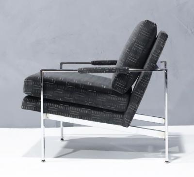 Milo Baughman Milo Baughman Chrome Frame Lounge Chairs in Deep Charcoal Velvet