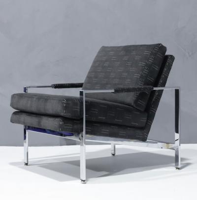 Milo Baughman Milo Baughman Chrome Frame Lounge Chairs in Deep Charcoal Velvet
