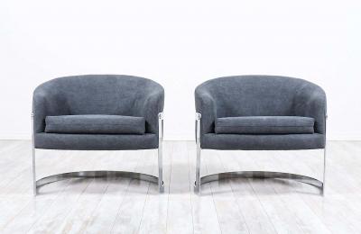 Milo Baughman Milo Baughman Chrome Tub Lounge Chairs for Thayer Coggin
