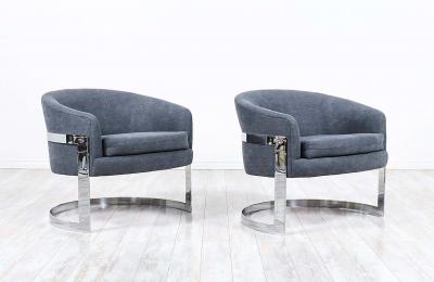 Milo Baughman Milo Baughman Chrome Tub Lounge Chairs for Thayer Coggin