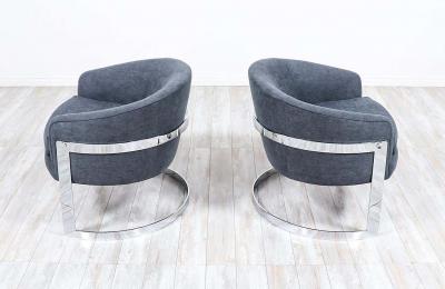 Milo Baughman Milo Baughman Chrome Tub Lounge Chairs for Thayer Coggin