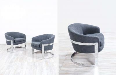 Milo Baughman Milo Baughman Chrome Tub Lounge Chairs for Thayer Coggin