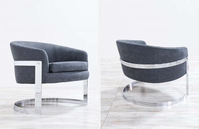Milo Baughman Milo Baughman Chrome Tub Lounge Chairs for Thayer Coggin