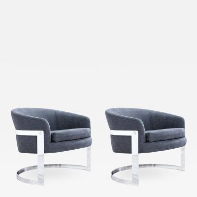 Milo Baughman Milo Baughman Chrome Tub Lounge Chairs for Thayer Coggin