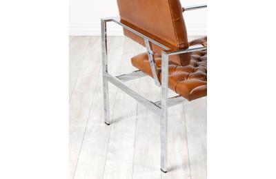 Milo Baughman Milo Baughman Cognac Leather Chrome Lounge Chairs for Thayer Coggin