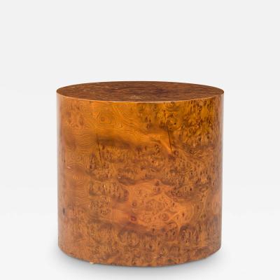 Milo Baughman Milo Baughman For Directional Olive Ash Burl Drum Form End Side Table