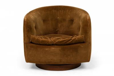 Milo Baughman Milo Baughman For Thayer Coggin Brown Velour Horseshoe Lounge Armchair