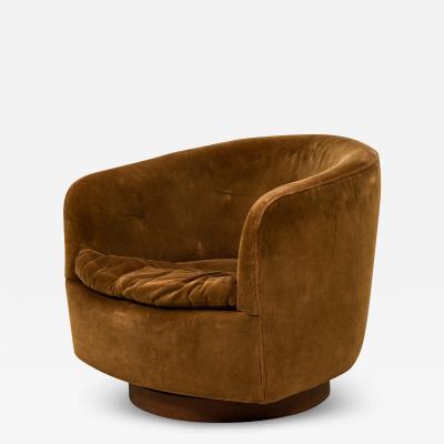 Milo Baughman Milo Baughman For Thayer Coggin Brown Velour Horseshoe Lounge Armchair