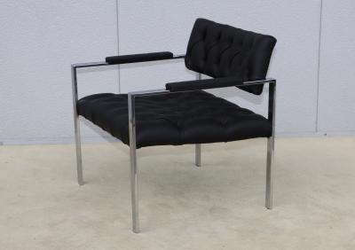Milo Baughman Milo Baughman For Thayer Coggin Tufted Leather Chrome Armchair