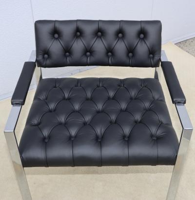 Milo Baughman Milo Baughman For Thayer Coggin Tufted Leather Chrome Armchair