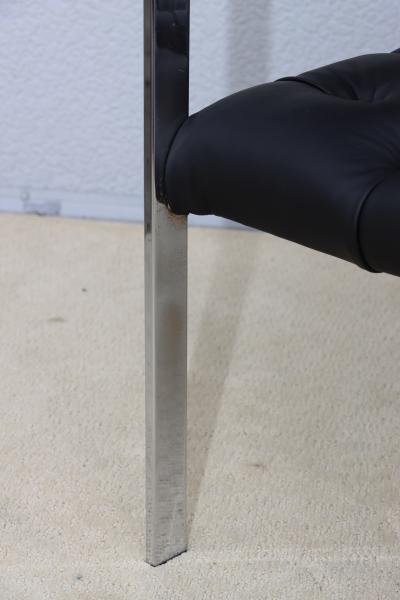 Milo Baughman Milo Baughman For Thayer Coggin Tufted Leather Chrome Armchair