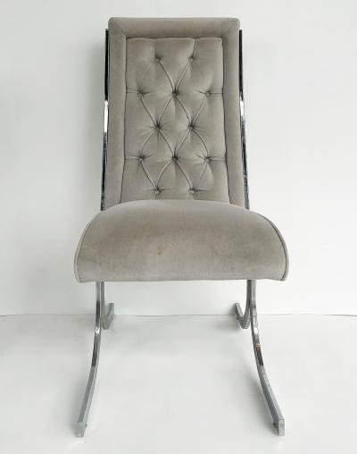 Milo Baughman Milo Baughman Howell Burd Chrome Tufted Velvet Chairs a Pair