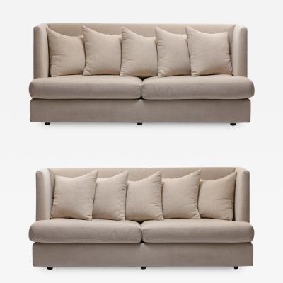 Milo Baughman Milo Baughman Ivory Beige Shelter Sofa Pair Available Priced Individually 