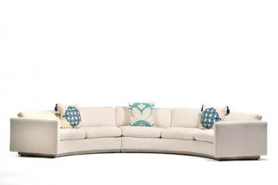 Milo Baughman Milo Baughman Ivory Cream Semi Circular Sectional Sofa for Thayer Coggin