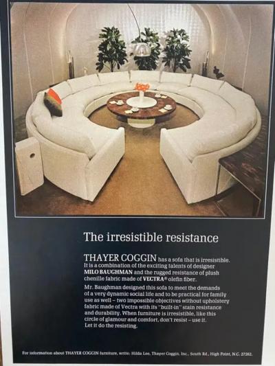 Milo Baughman Milo Baughman Ivory Cream Semi Circular Sectional Sofa for Thayer Coggin
