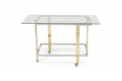 Milo Baughman Milo Baughman Mid Century American Mixed Metal Rolling Bar Cart