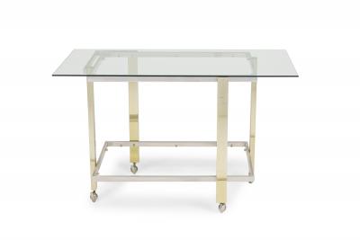 Milo Baughman Milo Baughman Mid Century American Mixed Metal Rolling Bar Cart