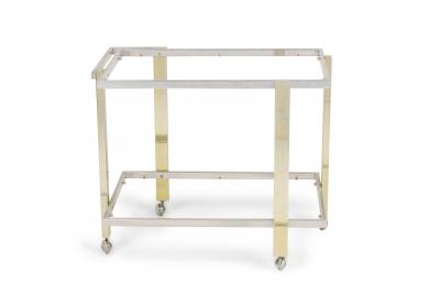 Milo Baughman Milo Baughman Mid Century American Mixed Metal Rolling Bar Cart