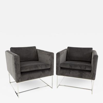Milo Baughman Milo Baughman Mid Century Cube Lounge Chairs Matching Pair