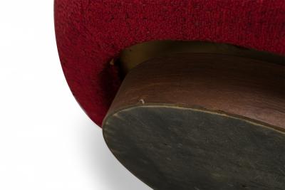 Milo Baughman Milo Baughman Mid Century Light Red Textured Upholstered Swivel Egg Chair