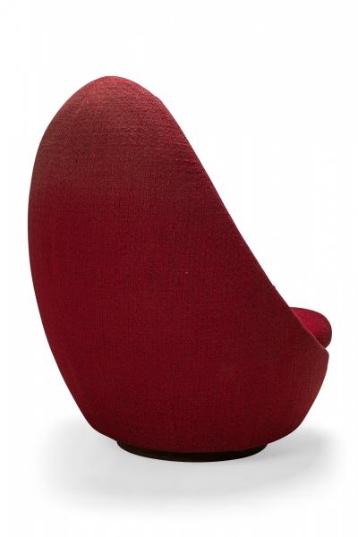 Milo Baughman Milo Baughman Mid Century Light Red Textured Upholstered Swivel Egg Chair