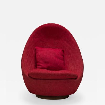 Milo Baughman Milo Baughman Mid Century Light Red Textured Upholstered Swivel Egg Chair