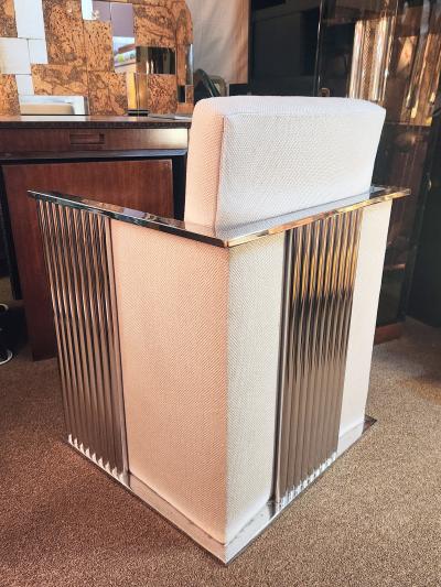 Milo Baughman Milo Baughman Mirrored Chrome Cube Chair Thayer Coggin 1970s