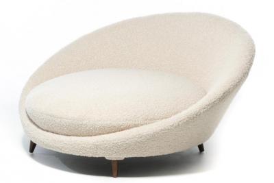 Milo Baughman Milo Baughman Monumental Satellite Chair in Soft Ivory White Boucl c 1960