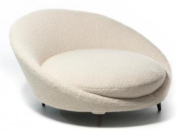 Milo Baughman Milo Baughman Monumental Satellite Chair in Soft Ivory White Boucl c 1960