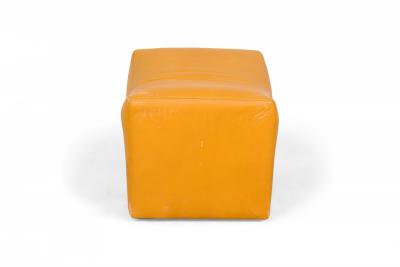 Milo Baughman Milo Baughman Mustard Yellow Leather Rolling Saddle Ottomans