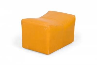 Milo Baughman Milo Baughman Mustard Yellow Leather Rolling Saddle Ottomans