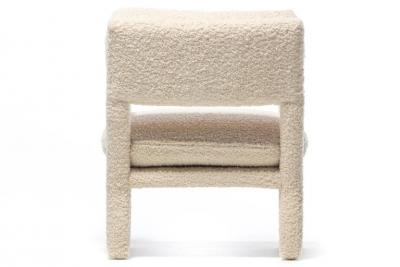 Milo Baughman Milo Baughman Parsons Style Ivory Boucl Chairs with en suite Ottoman c 1970s