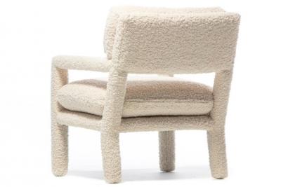 Milo Baughman Milo Baughman Parsons Style Ivory Boucl Chairs with en suite Ottoman c 1970s