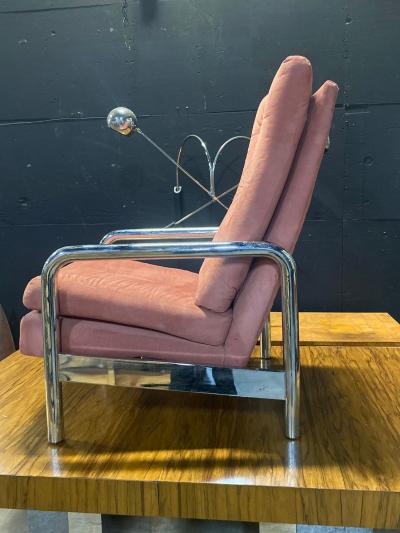 Milo Baughman Milo Baughman Pink Ultrasuede Recliner