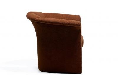 Milo Baughman Milo Baughman Plunging Open Back Lounge Chairs in Chocolate Brown Boucl c 1980