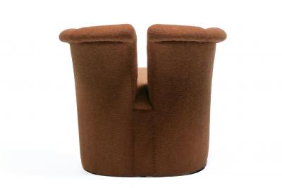 Milo Baughman Milo Baughman Plunging Open Back Lounge Chairs in Chocolate Brown Boucl c 1980