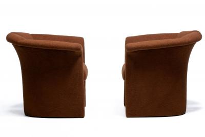Milo Baughman Milo Baughman Plunging Open Back Lounge Chairs in Chocolate Brown Boucl c 1980