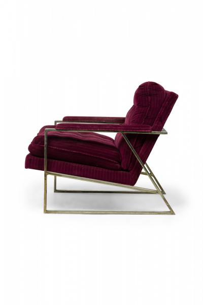 Milo Baughman Milo Baughman Purple Velour Upholstered Flat Chrome Bar Lounge Armchair