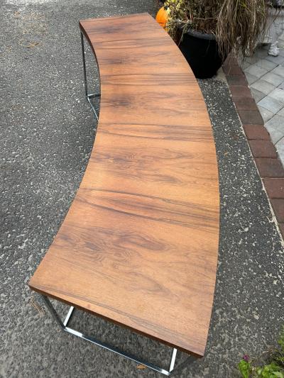 Milo Baughman Milo Baughman Rosewood Chrome Curved Console Bench Mid Century