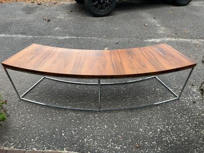 Milo Baughman Milo Baughman Rosewood Chrome Curved Console Bench Mid Century