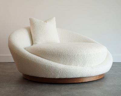Milo Baughman Milo Baughman Satellite Chaise Lounge in Boucle and Walnut C 1970s