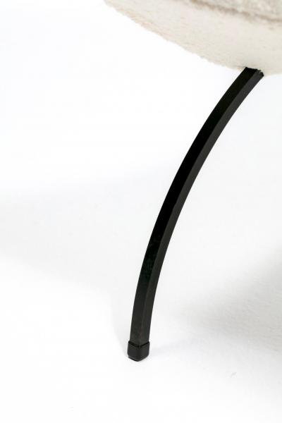 Milo Baughman Milo Baughman Scoop Chair in Soft Ivory Boucl with Iron Legs c 1950s