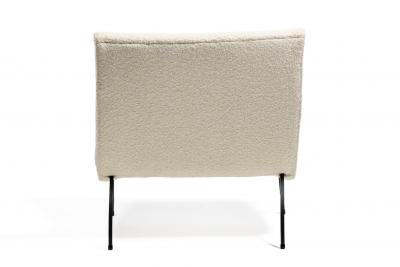 Milo Baughman Milo Baughman Scoop Chair in Soft Ivory Boucl with Iron Legs c 1950s