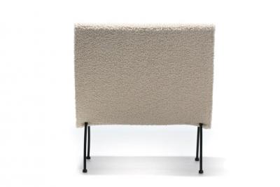 Milo Baughman Milo Baughman Scoop Chair in Super Soft Ivory Boucl with Iron Legs c 1950s