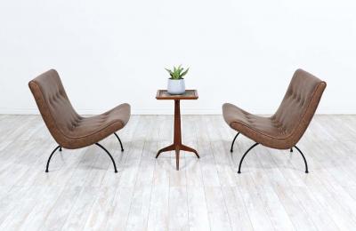 Milo Baughman Milo Baughman Scoop Iron Leather Lounge Chairs for Thayer Coggin