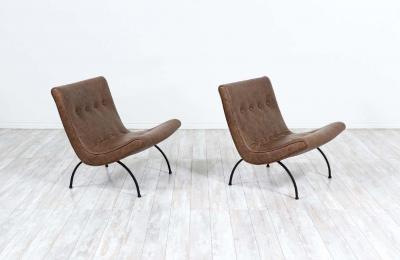 Milo Baughman Milo Baughman Scoop Iron Leather Lounge Chairs for Thayer Coggin