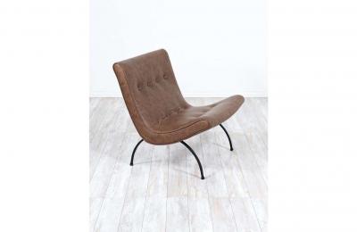 Milo Baughman Milo Baughman Scoop Iron Leather Lounge Chairs for Thayer Coggin